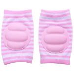 genouillère de protection bébé rose motif rayure