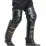 genouillère d'hiver en cuir noir pour motocycliste
